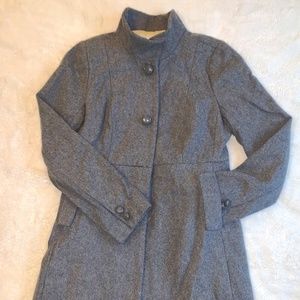 J.Crew Carlin Wool Coat Grey Gray Double Cloth Single Breasted Longline
